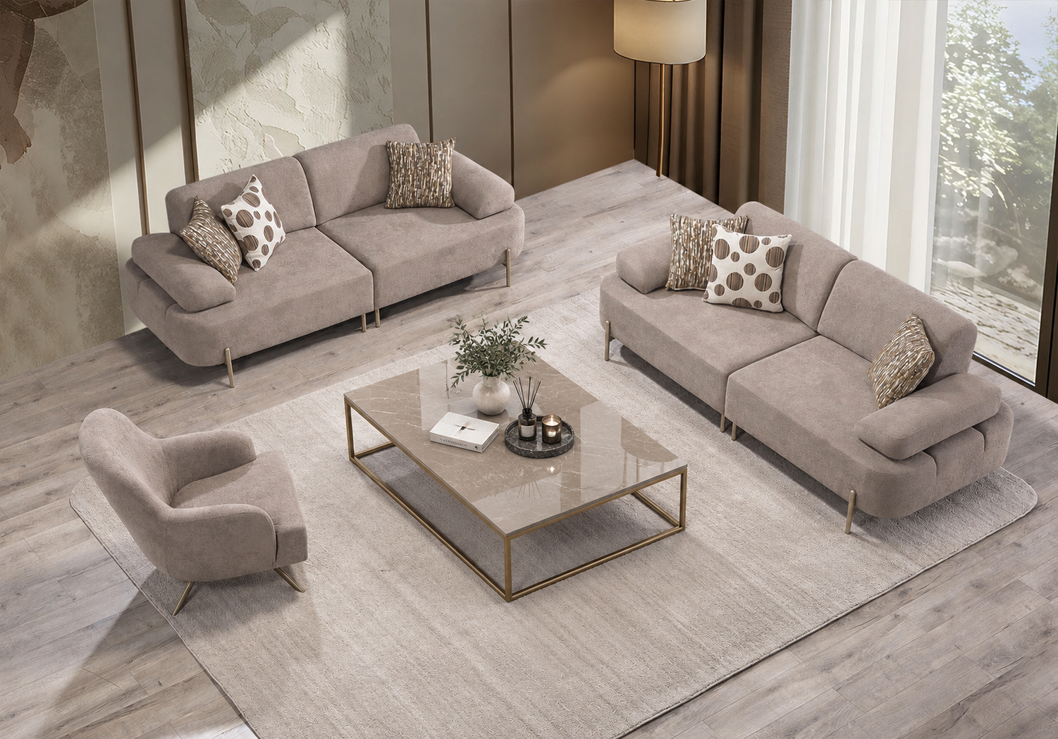 Mermer Sehpalı Modern Salon